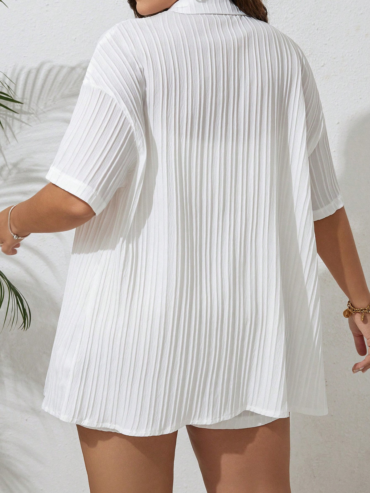 Saída de Praia Plus Size Conjunto Camisa Manga Curta e Short