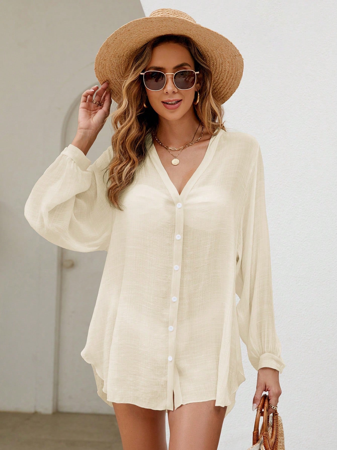 Saída de Praia Camisa Manga Longa