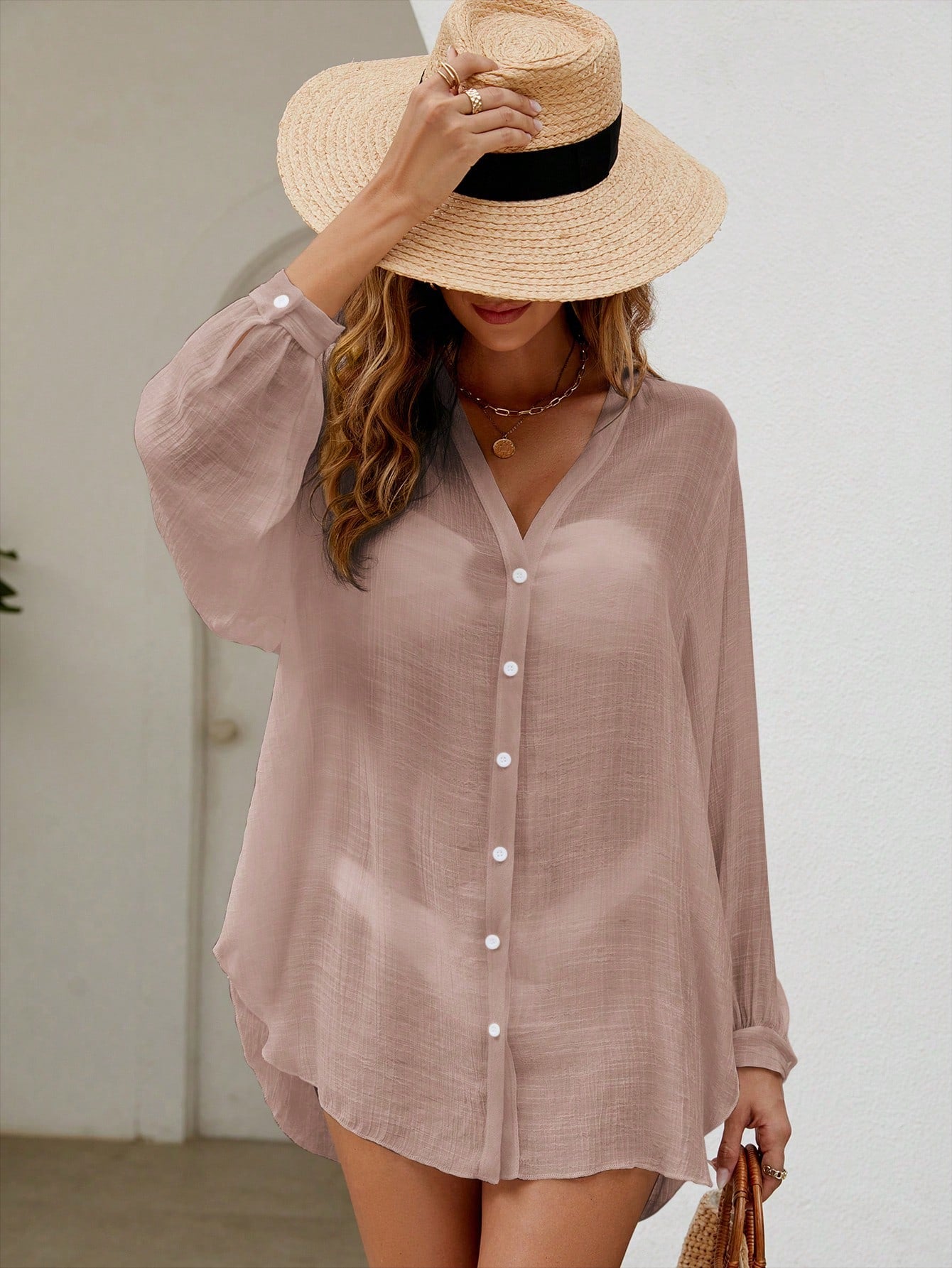 Saída de Praia Camisa Manga Longa