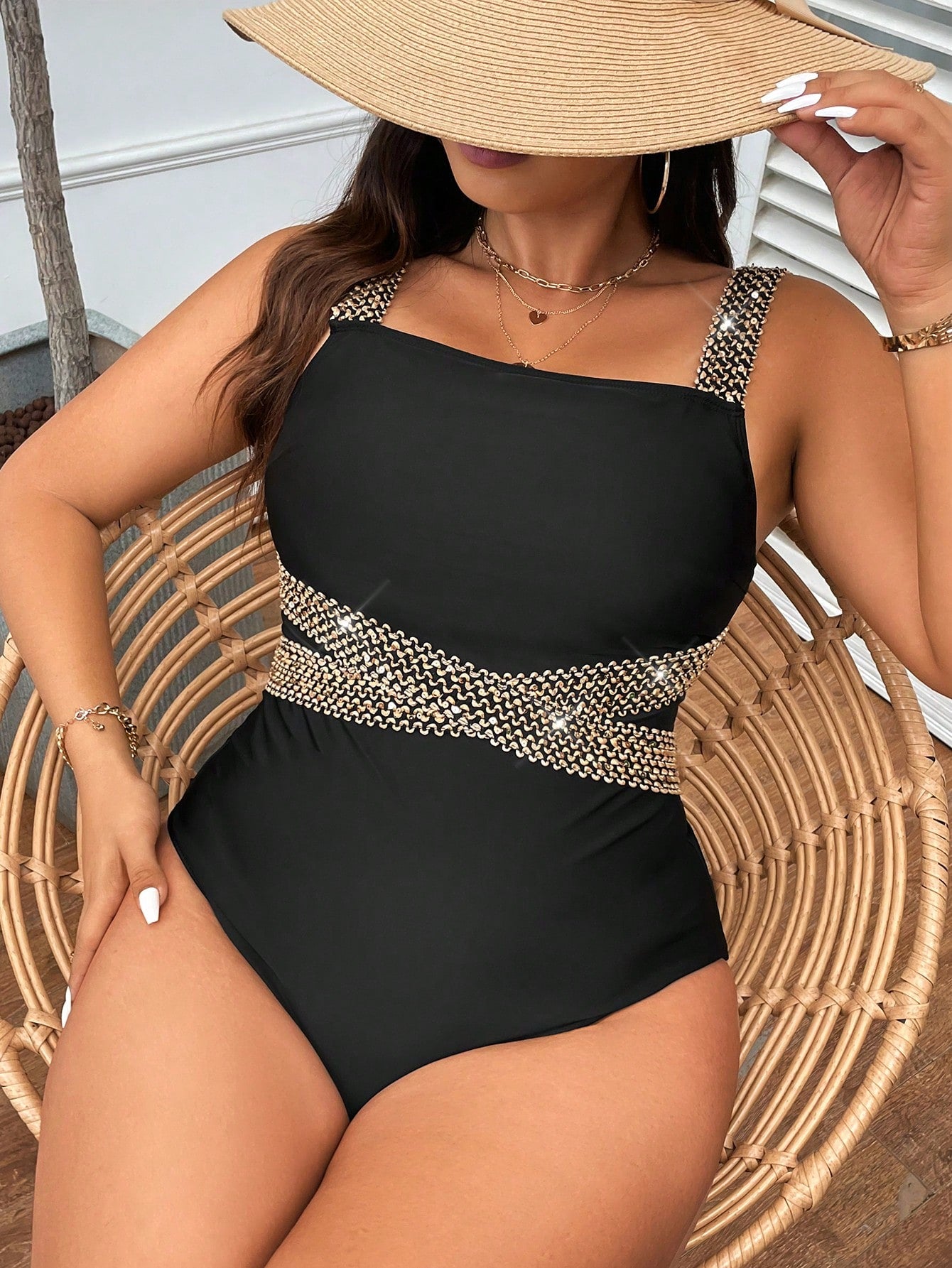 Maiô Plus Size Feminino Elegante com Alças Tramadas