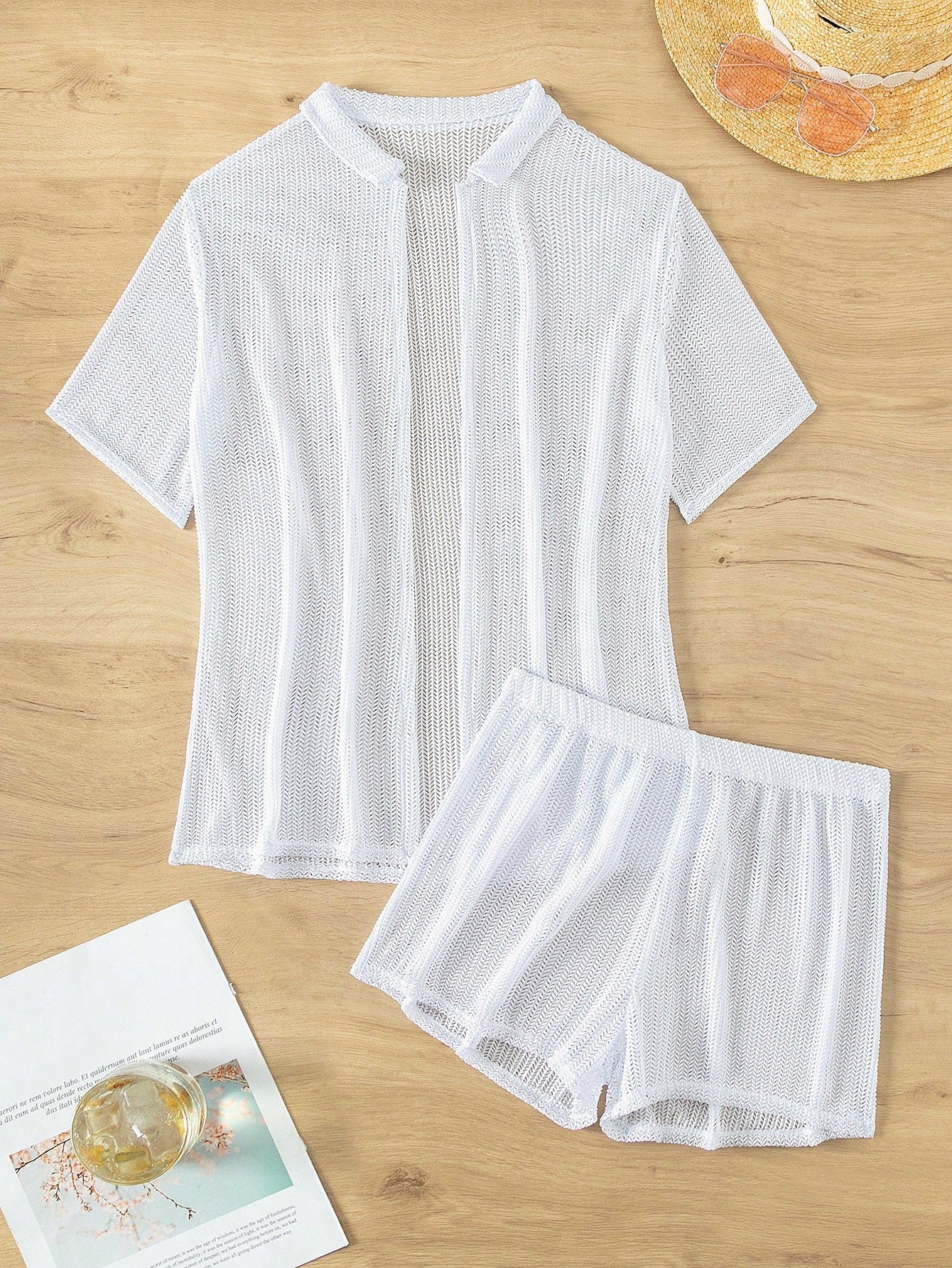 Conjunto Saída de Praia Feminino Camisa e Short Transparente