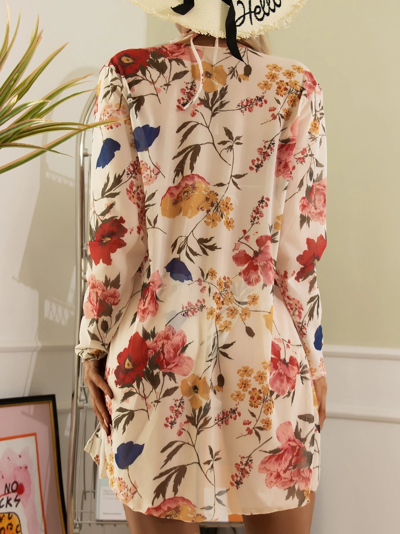 Biquíni Cortininha Florido + Saída de Praia