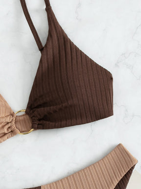 Biquíni Asa Delta com Bojo Feminino Canelado Duas Cores