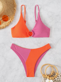 Biquíni Asa Delta com Bojo Feminino Canelado Duas Cores
