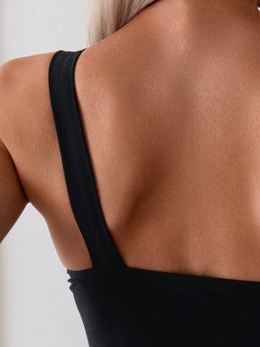 Maiô Feminino Elegante Um Ombro Só Com Argola Assimétrica