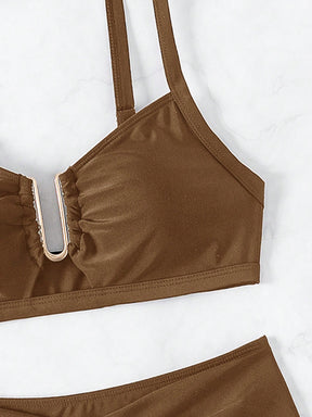 Biquíni com Bojo Hot Pant Feminino Regulável Detalhes em U