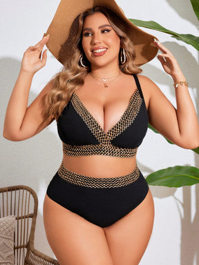 Biquíni Elegante Plus Size Decote V Cintura Alta