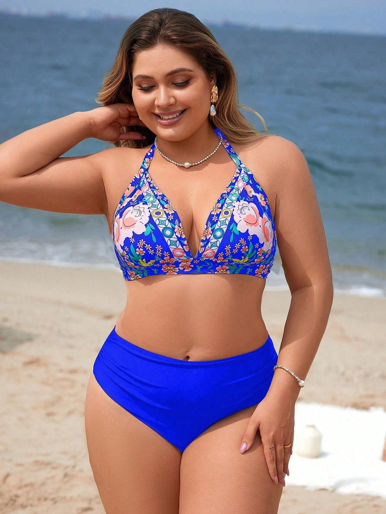 Biquíni Plus Size Cintura Alta Estampado