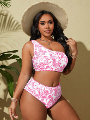 Biquíni Plus Size Um Ombro Só Cintura Alta