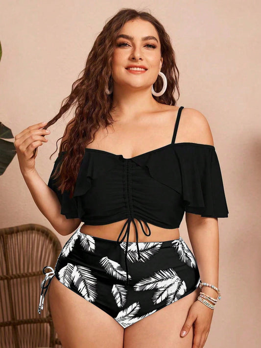 Biquíni Plus Size Cintura Alta com Manga