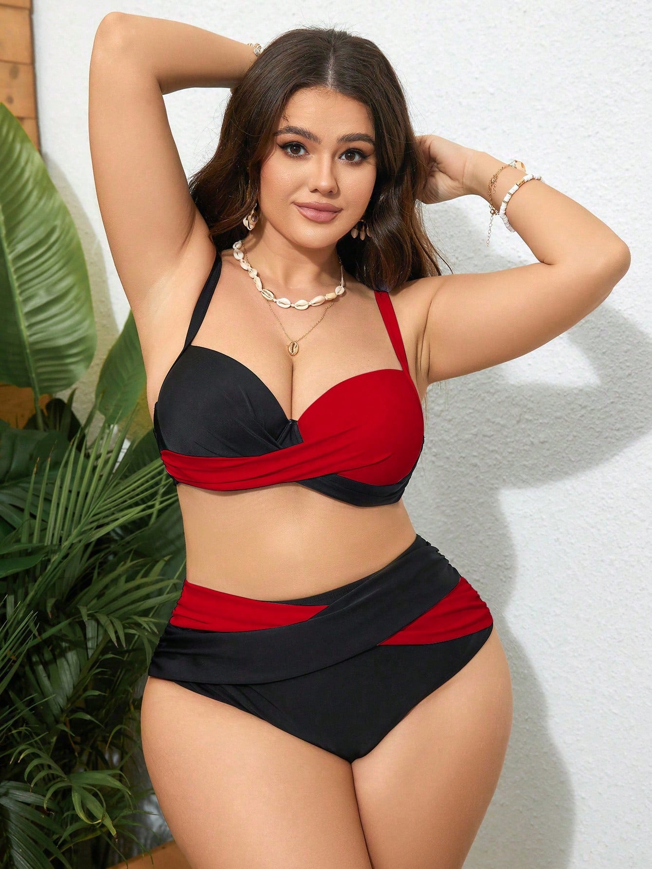 Biquíni com Bojo Plus Size Cintura Alta Duas Cores
