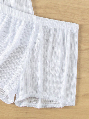 Conjunto Saída de Praia Feminino Camisa e Short Transparente