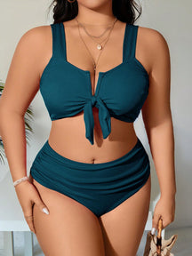 Biquíni Plus Size Cintura Alta com Bojo Decote V Alças Grossas
