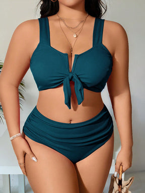 Biquíni Plus Size Cintura Alta com Bojo Decote V Alças Grossas
