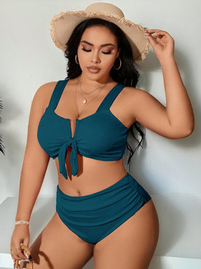 Biquíni Plus Size Cintura Alta com Bojo Decote V Alças Grossas