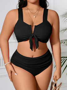 Biquíni Plus Size Cintura Alta com Bojo Decote V Alças Grossas