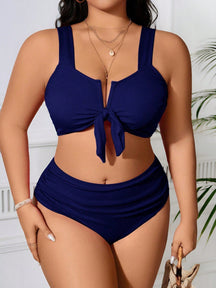 Biquíni Plus Size Cintura Alta com Bojo Decote V Alças Grossas