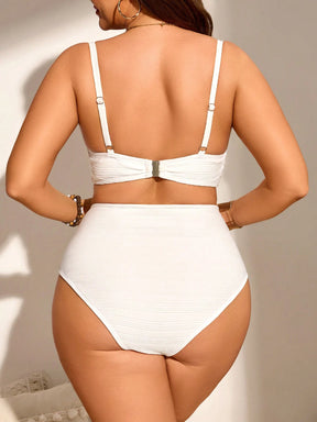 Biquíni Plus Size Cintura Alta Franzido com Bojo Alta Sustentação