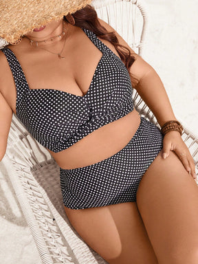 Biquíni Plus Size Petit Poá Cintura Alta