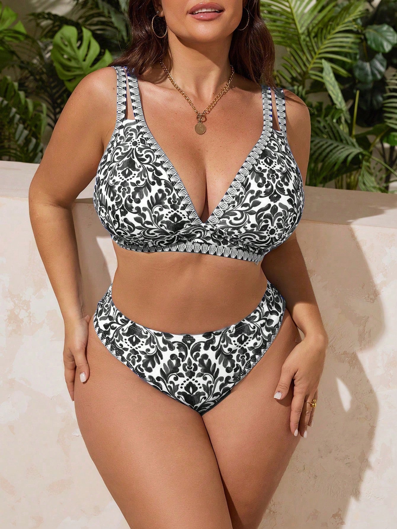 Biquíni Tanga Plus Size Estampado Alta Sustentação