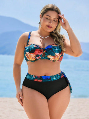 Biquíni Plus Size Cintura Alta com Bojo Estampado
