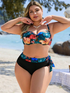Biquíni Plus Size Cintura Alta com Bojo Estampado