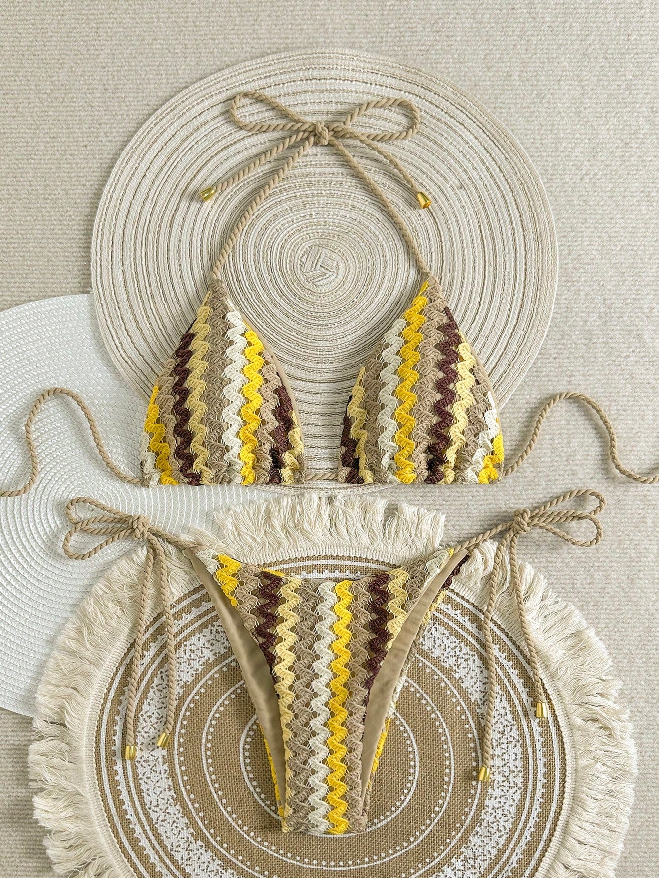 Biquíni Cortininha de Crochê Feminino