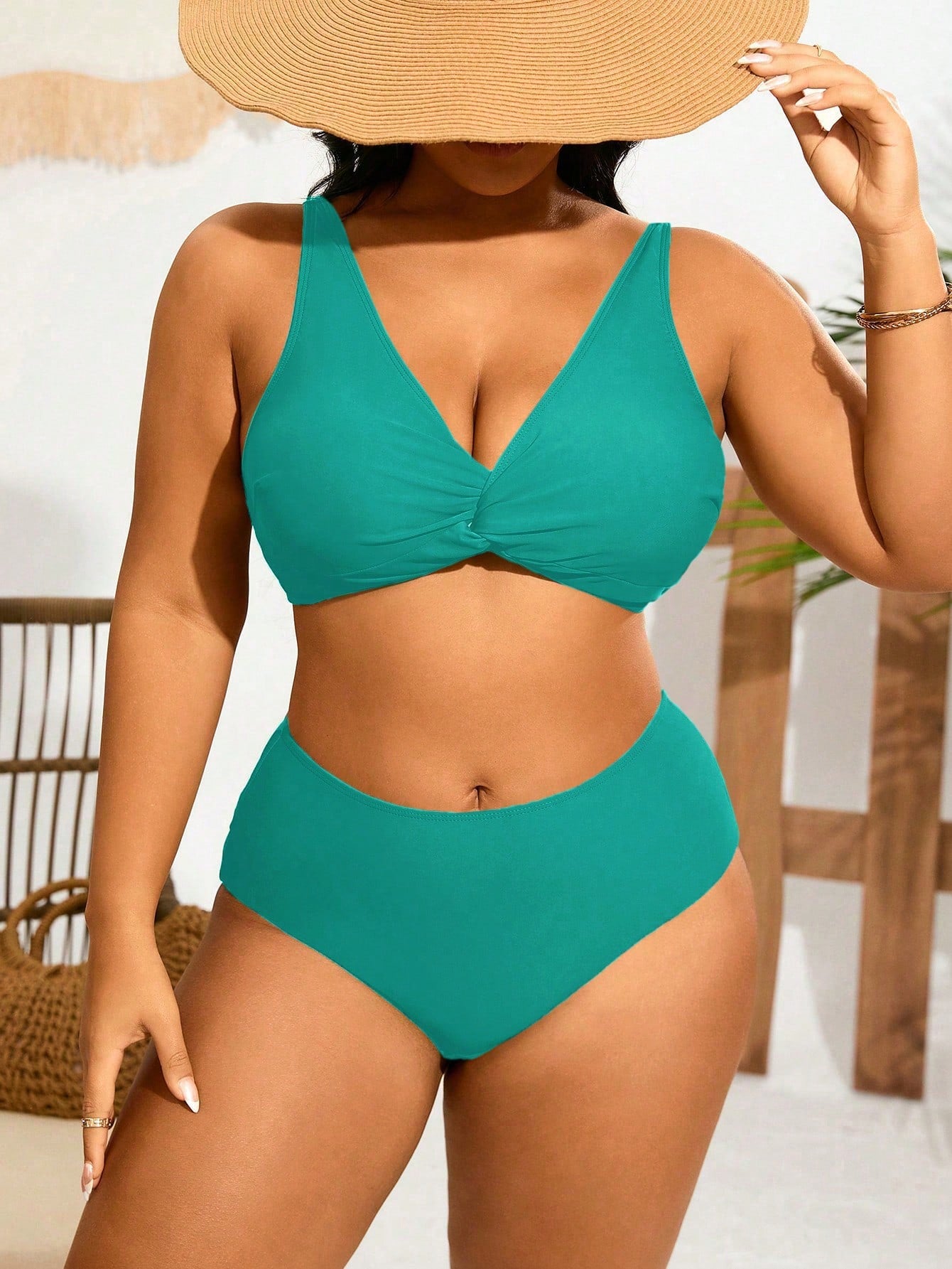 Biquíni Cintura Alta Plus Size Alta Sustentação Liso