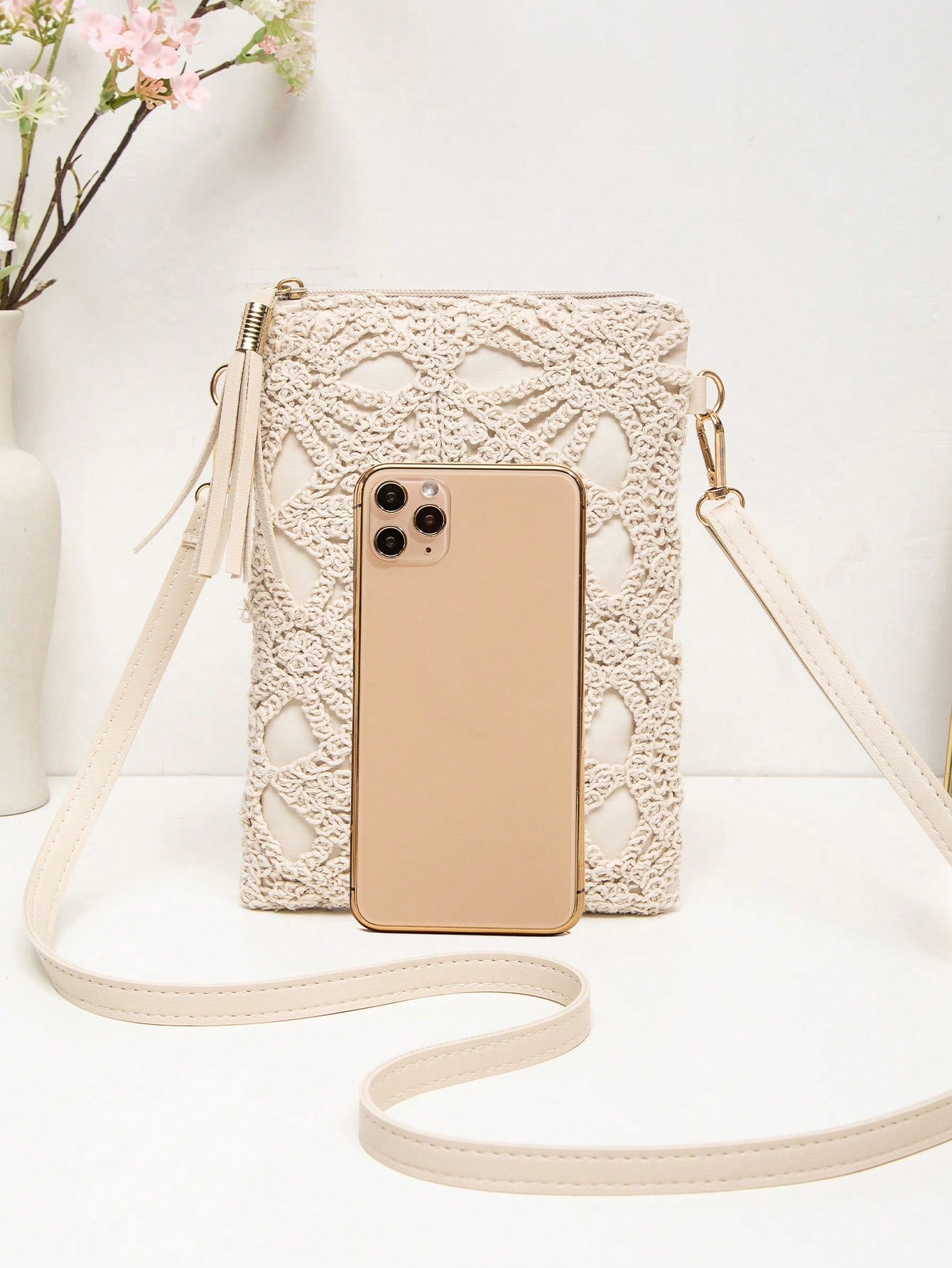 Bolsa de Crochê Pequena para Celular