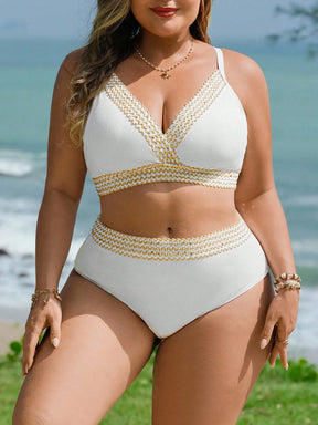 Biquíni Elegante Plus Size Decote V Cintura Alta